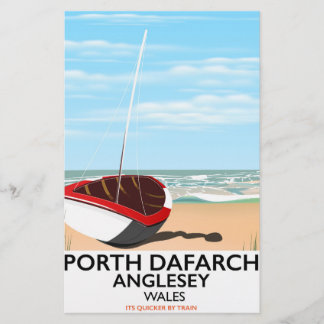 Papelería Póster de viaje vintage de Porth Dafarch, Anglesey