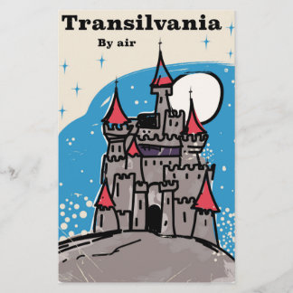 Papelería Póster de viaje vintage del castillo de Transilvan