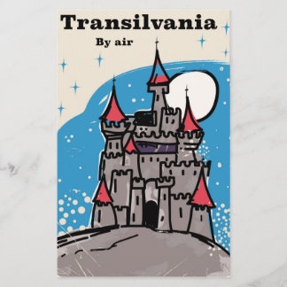 Papelería Póster de viaje vintage del castillo de Transilvan