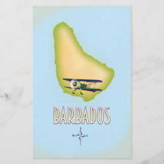 Papelería Póster de viaje vintage del mapa de Barbados.
