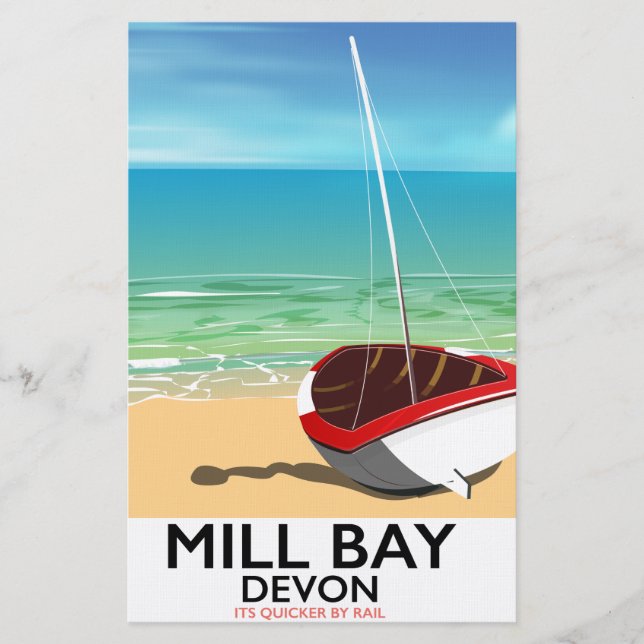 Papelería Póster ferroviario de Mill Bay Devon (Anverso)