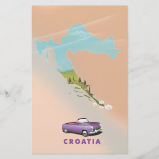Papelería Póster ilustrado del mapa de Croacia.