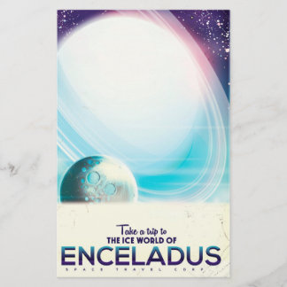 Papelería Póster vintage de viaje espacial a Encélado