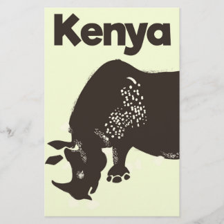 Papelería Póster vintage del rinoceronte africano de Kenia