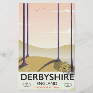 Papelería Póster vintage ferroviario de Derbyshire.