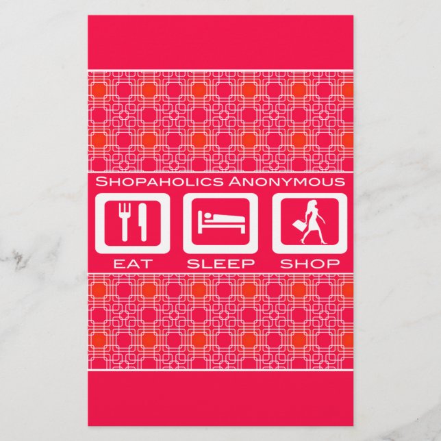 Papelería Premio Pink Funny Shopaholic Eat Sleep Shop (Anverso)