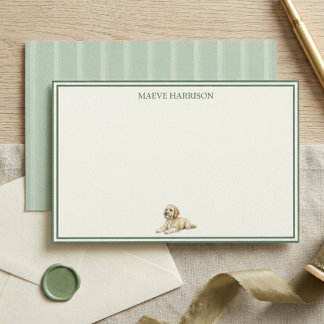 Papelería Preppy Verde Esmeralda Raya Golden Doodle