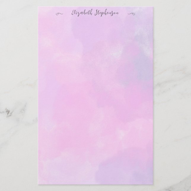Papelería Pretty pink feminine watercolor custom name (Anverso)