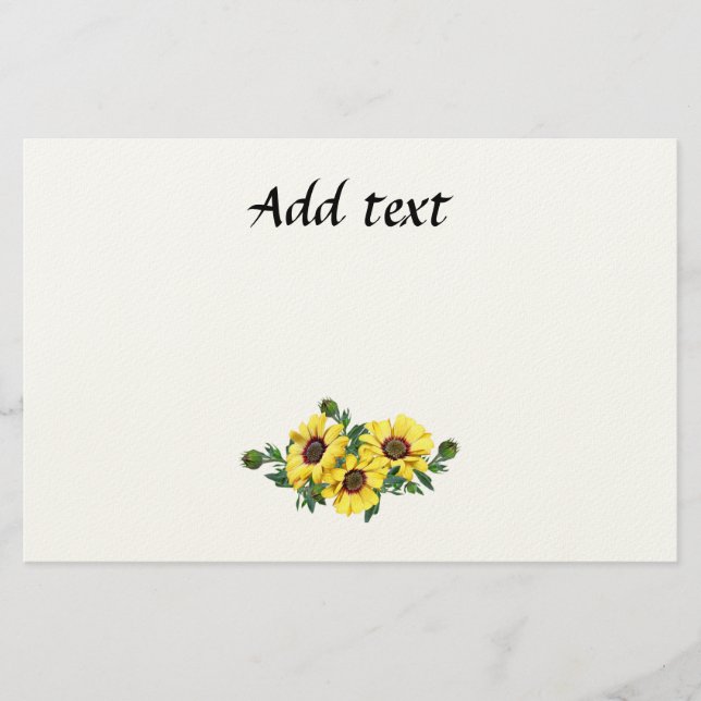 Papelería Pretty Yellow Sunflower Arrangement template (Anverso)
