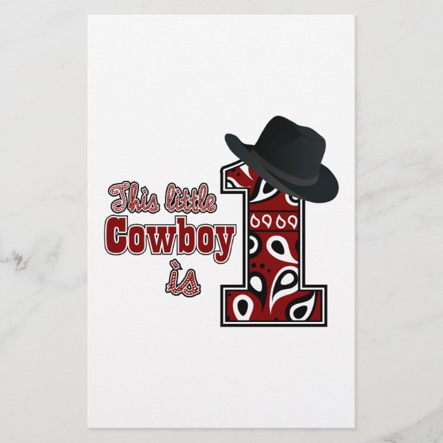 Papelería Primer cumpleaños de Cowboy (Anverso)