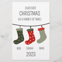 Papelería Primera Navidad como familia de tres