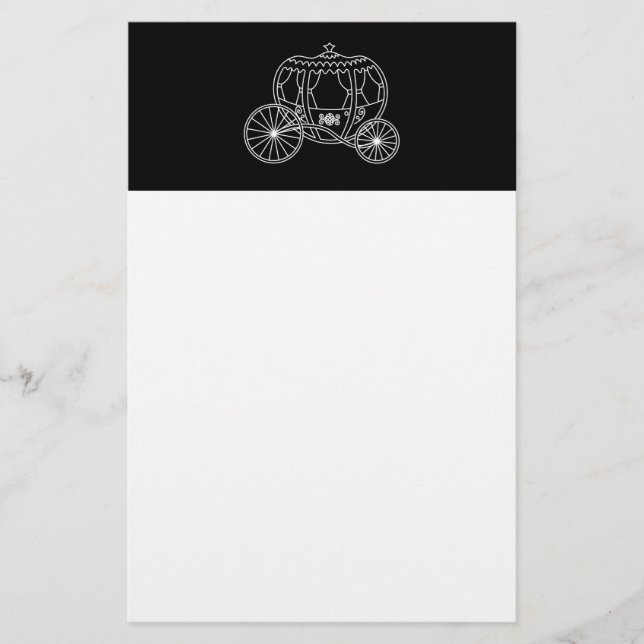 Papelería Princesa Carriage, blanca en negro. (Anverso)