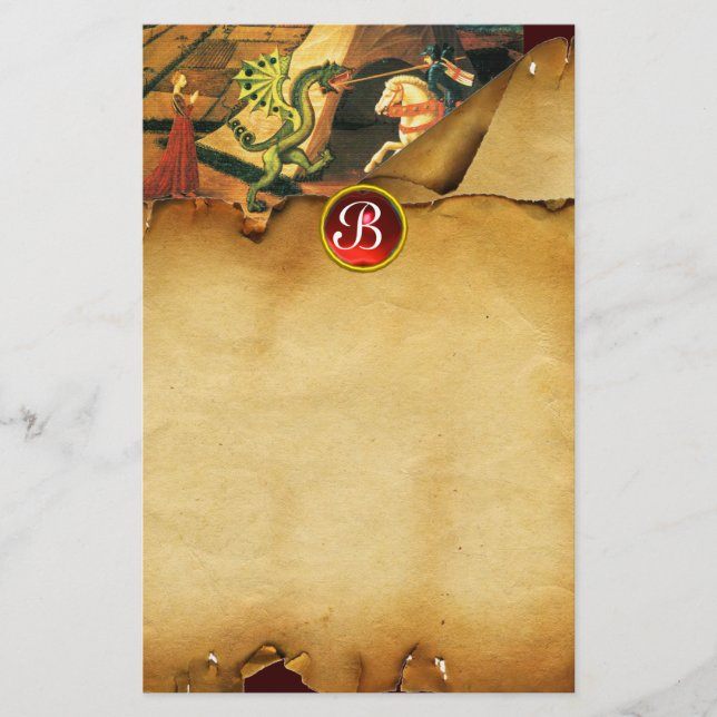 Papelería PRINCESA DRAGÓN DE SAN GEORGE,Monograma de goma de (Anverso)