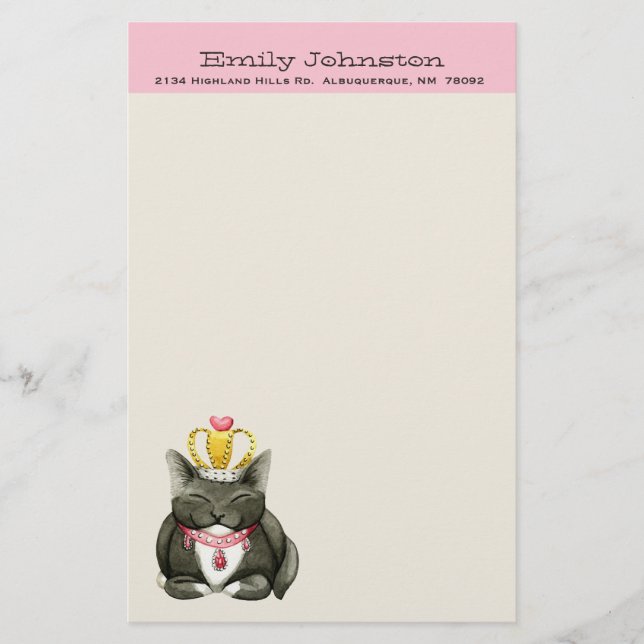 Papelería Princesa linda Kitty Custom Stationery (Anverso)