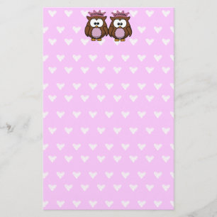 Papelería princesas de búho gemelos