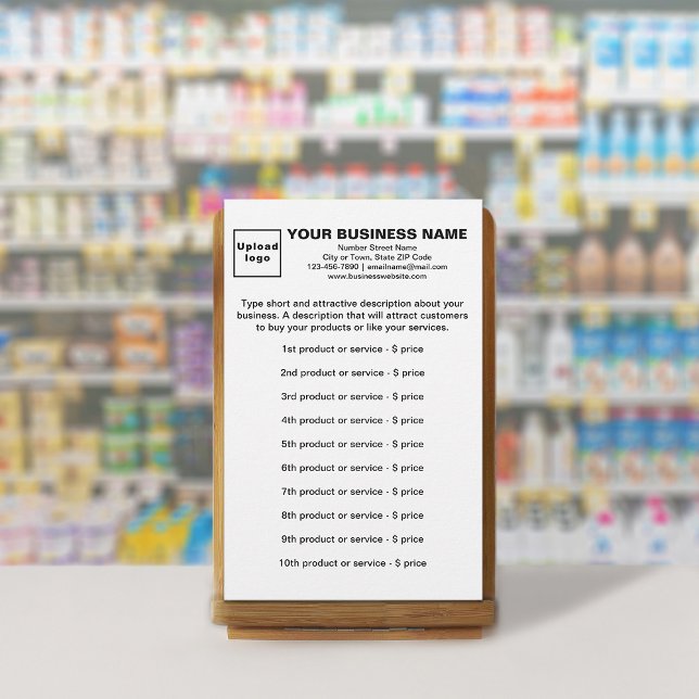 Papelería Productos o servicios empresariales sobre estacion (Your business products or services on white stationery.)