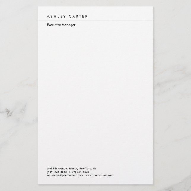 Papelería Profesional elegante blanco minimalista moderno (Anverso)