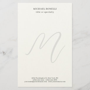 Papelería Profesional Llano Moderno Minimalista Monogramado