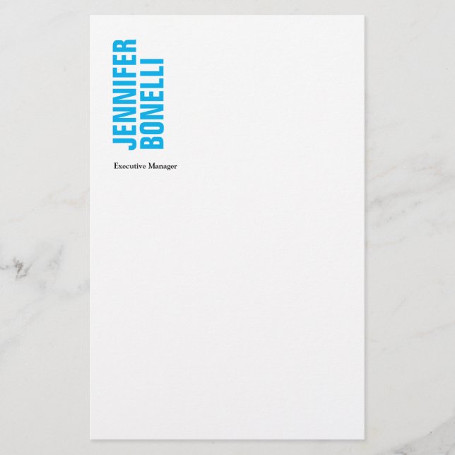 Papelería Profesional minimalista moderno azul blanco audaz (Anverso)