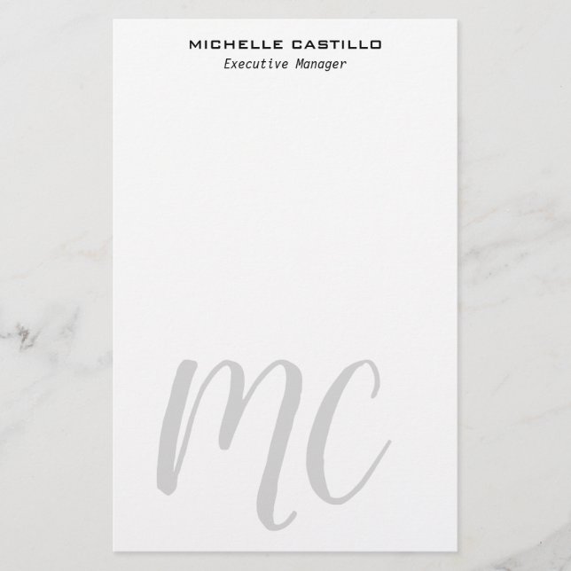 Papelería Profesional Moderno Monogramado Minimalista (Anverso)