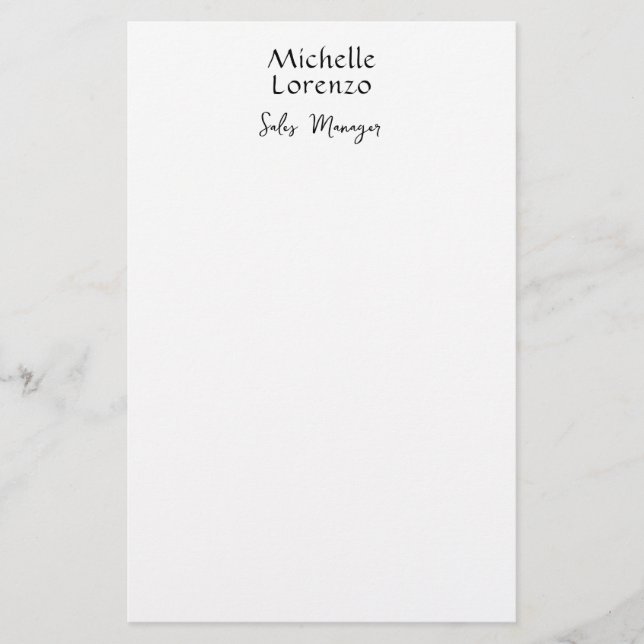Papelería Profesional Moderno Simple Blanco y Negro (Anverso)