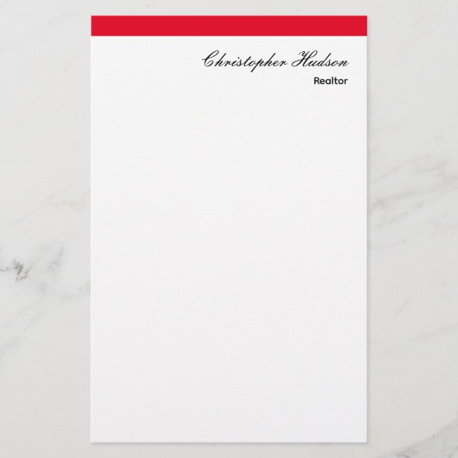 Papelería Profesional Simple Inmobiliaria Blanco Rojo (Anverso)