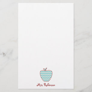 Papelería Profesor de Chevron Apple de la aguamarina
