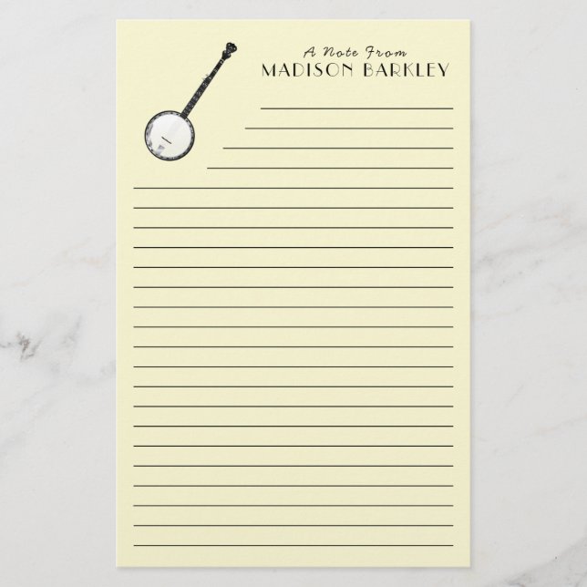 Papelería Profesor de Música Banjo (Anverso)