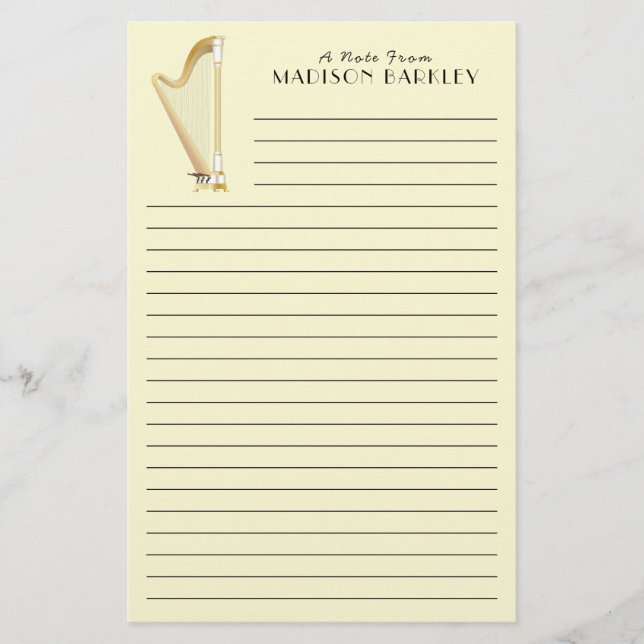 Papelería Profesor de Música Harp (Anverso)
