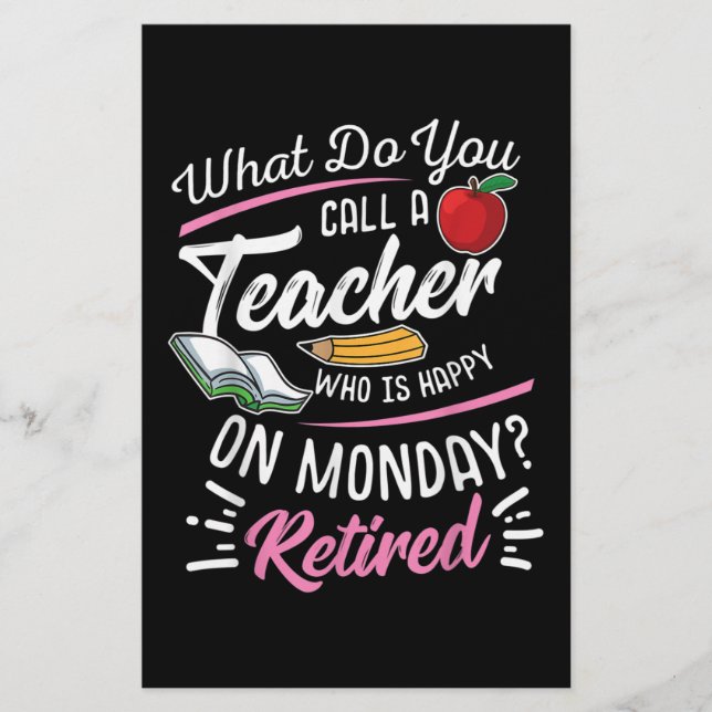 Papelería Profesor jubilado jubilado feliz lunes (Anverso)