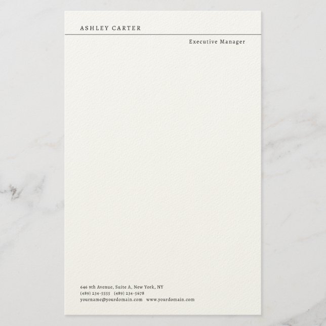 Papelería Professional elegant white plain minimalist modern (Anverso)