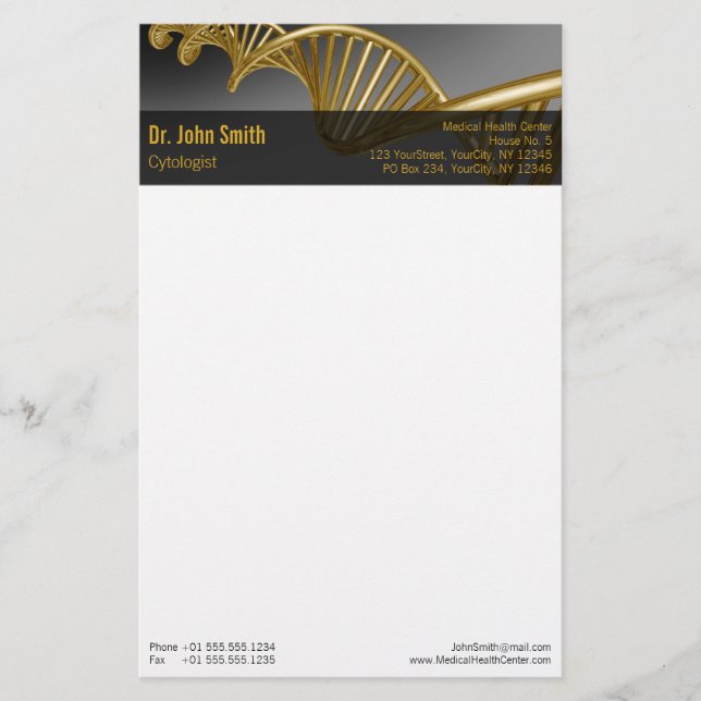 Papelería Professional Gold DNA Strand Luxury Medical (Anverso)