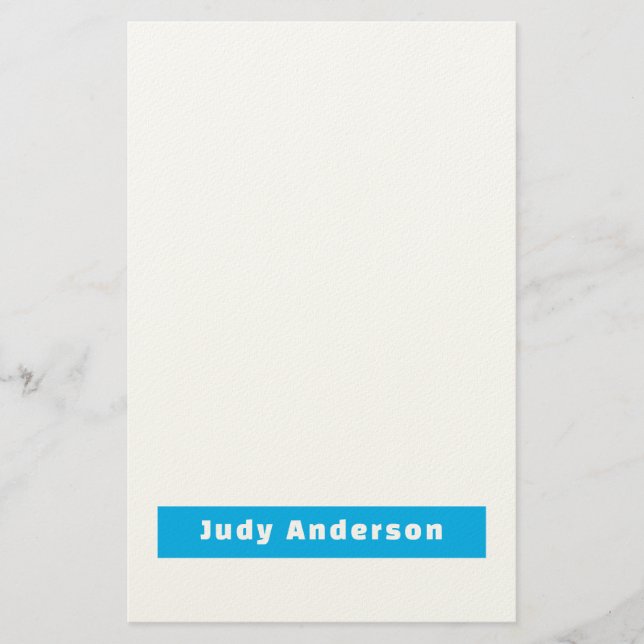 Papelería Professional Plain Modern Elegant Name Blue White (Anverso)