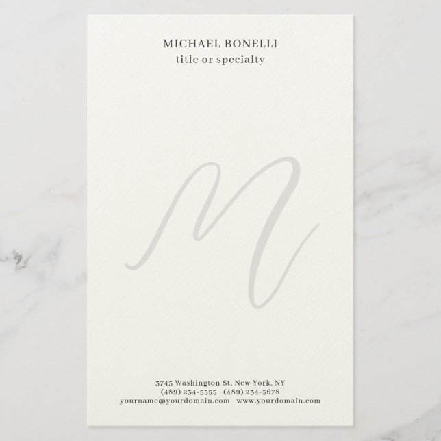 Papelería Professional Plain Modern Minimalist Monogrammed (Anverso)