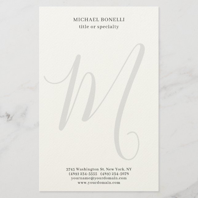Papelería Professional Plain Modern Minimalist Monogrammed (Anverso)