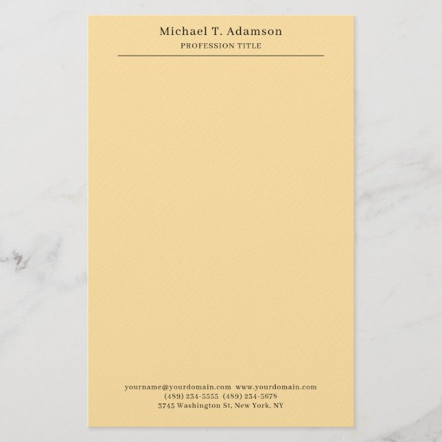 Papelería Professional Stylish Elegant Plain Modern Beige (Anverso)