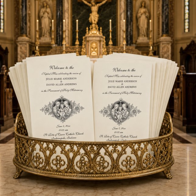 Papelería Programa de Boda Católico Elegante Blanco y Negro (Subido por el creador)