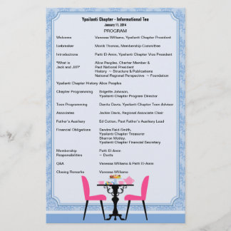 Papelería Programa de Fiesta de té personalizado V2