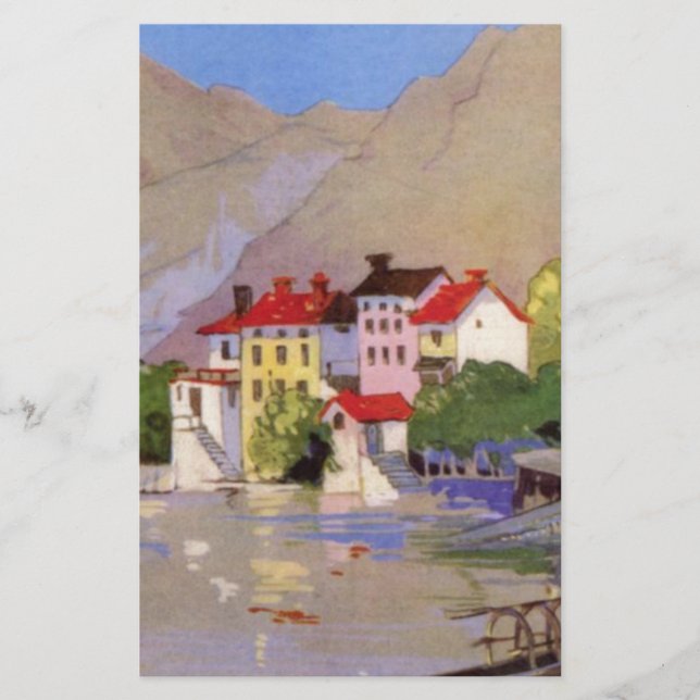 Papelería Pueblo costero vintage Italia Turismo (Anverso)