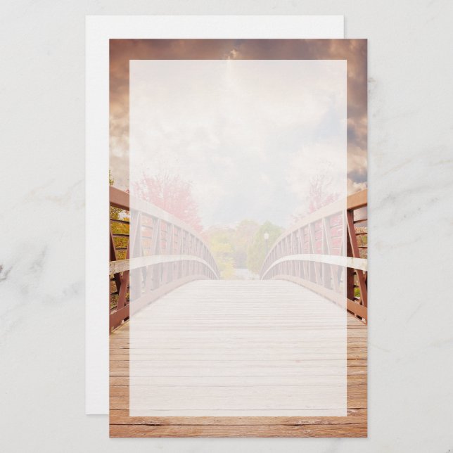 Papelería Puente rústico de madera en el campo (Anverso / Reverso)