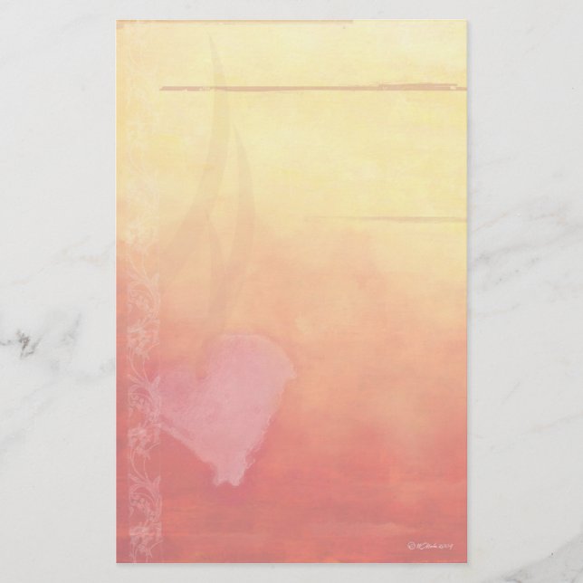 Papelería Puesta del sol Corazón-Inmóvil (Anverso)