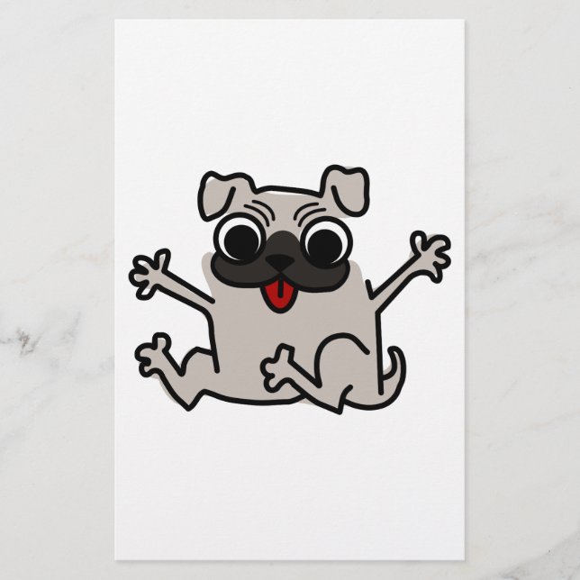 Papelería Pug feliz (Anverso)