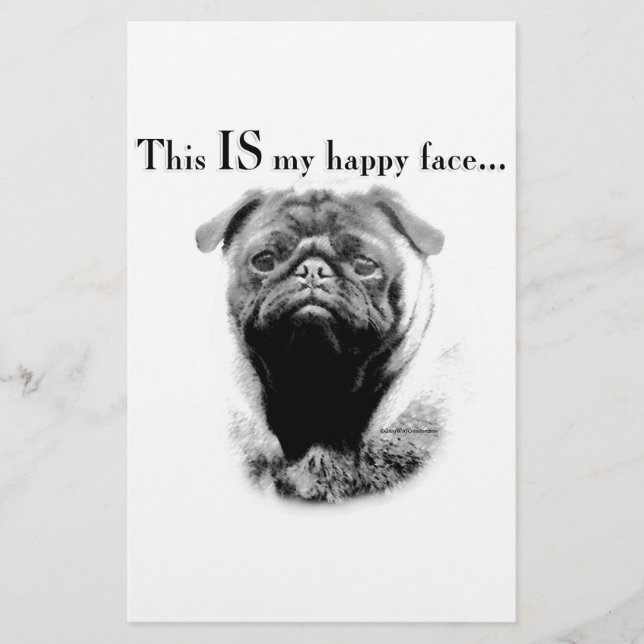 Papelería Pug Happy Face (Anverso)