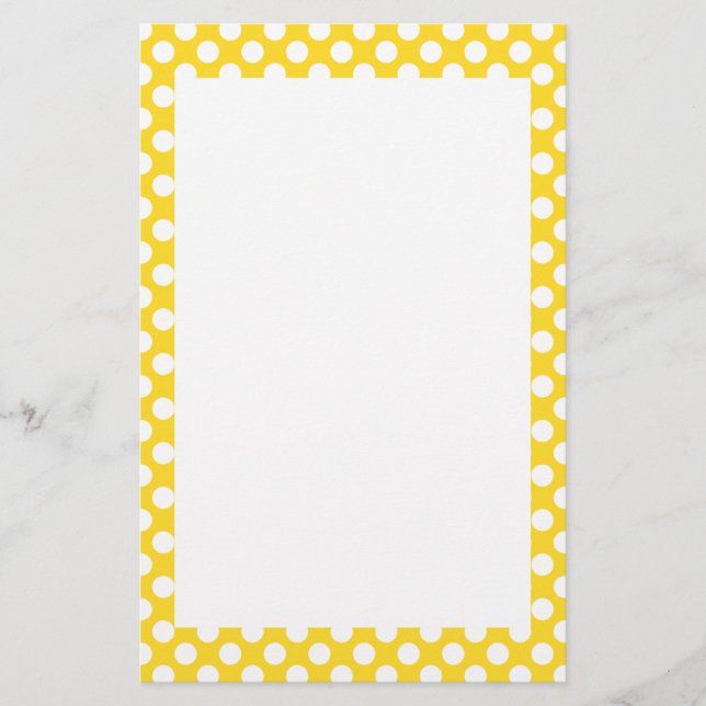 Papelería Punto de polka blanco y amarillo (Anverso)