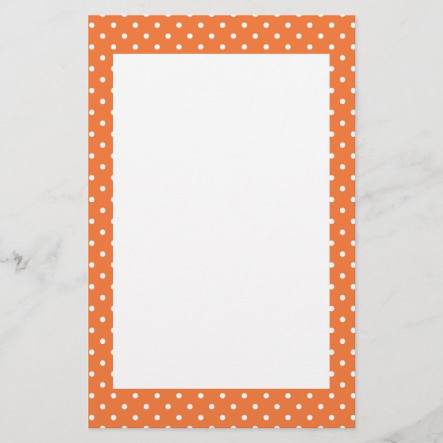 Papelería Punto de Polka blanco y naranja (Anverso)