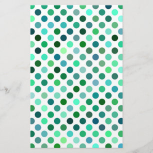 Papelería Punto de polka verde y azul