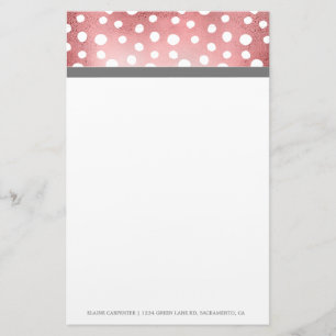 Papelería Puntos de oro Rosa Stationery personalizada