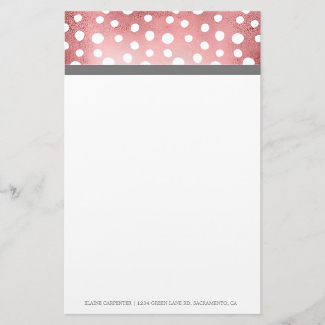 Papelería Puntos de oro Rosa | Stationery personalizada (Anverso)