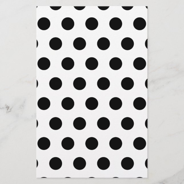 Papelería Puntos de polka blancos y negros personalizados (Anverso)