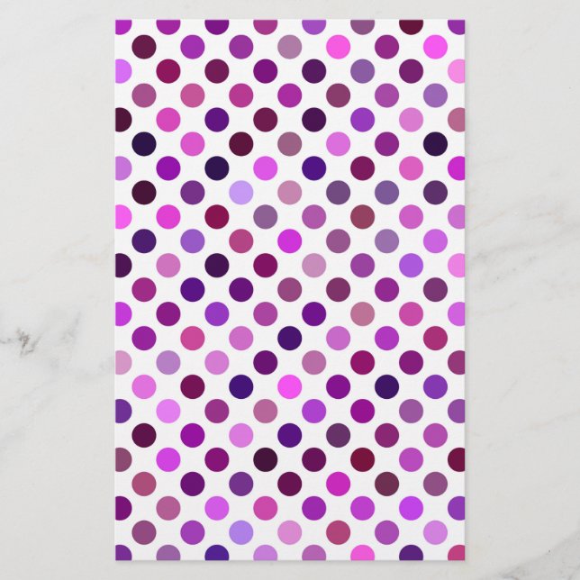 Papelería Puntos de polka rosados y púrpura (Anverso)